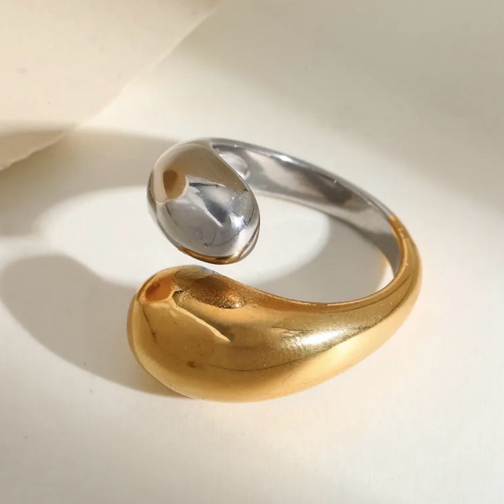 ✨ Two-Tone PVD coated Stainless Steel Open Ring | Gold & Silver Statement Ring ✨